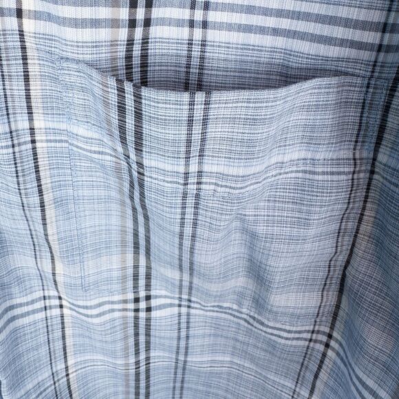 Haggar Long Sleeve Plaid Cotton Blend Button Down Shirt Blue Mens Large Office - Picture 13 of 16